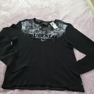 Buffalo David Bitton Black and Gray Graphic Top